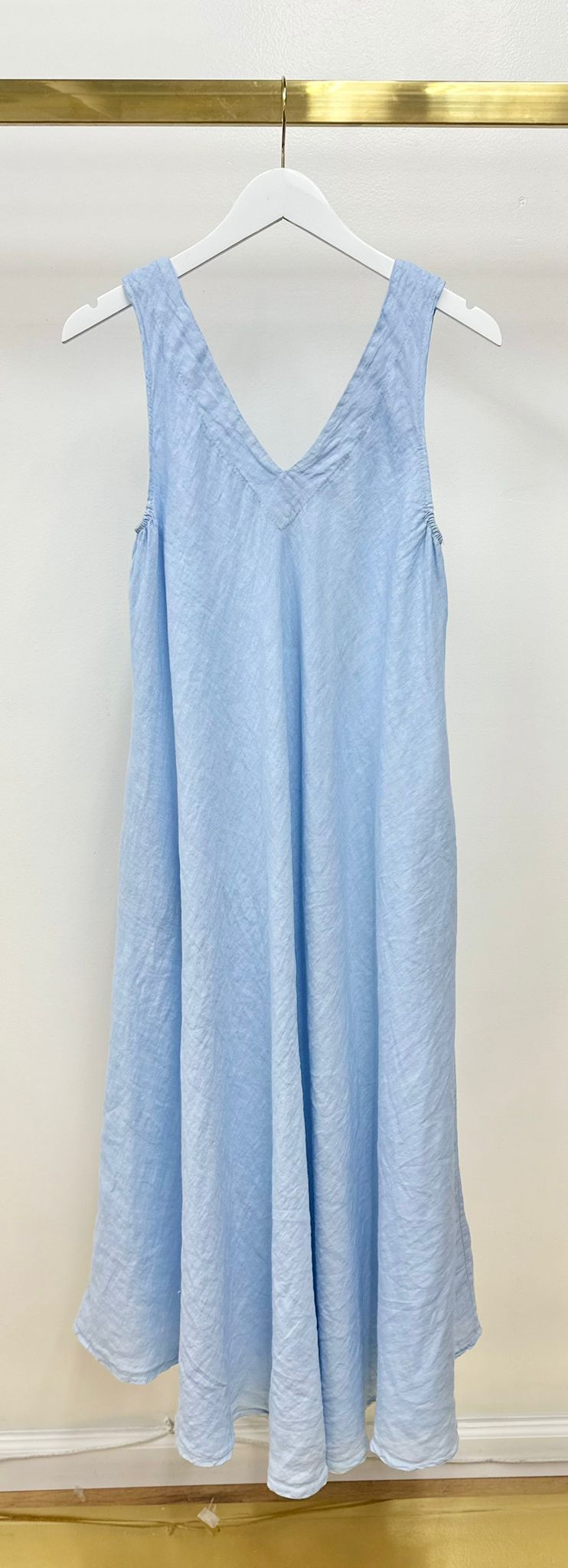 Linen V-Neck Maxi Tank Dress With Pockets