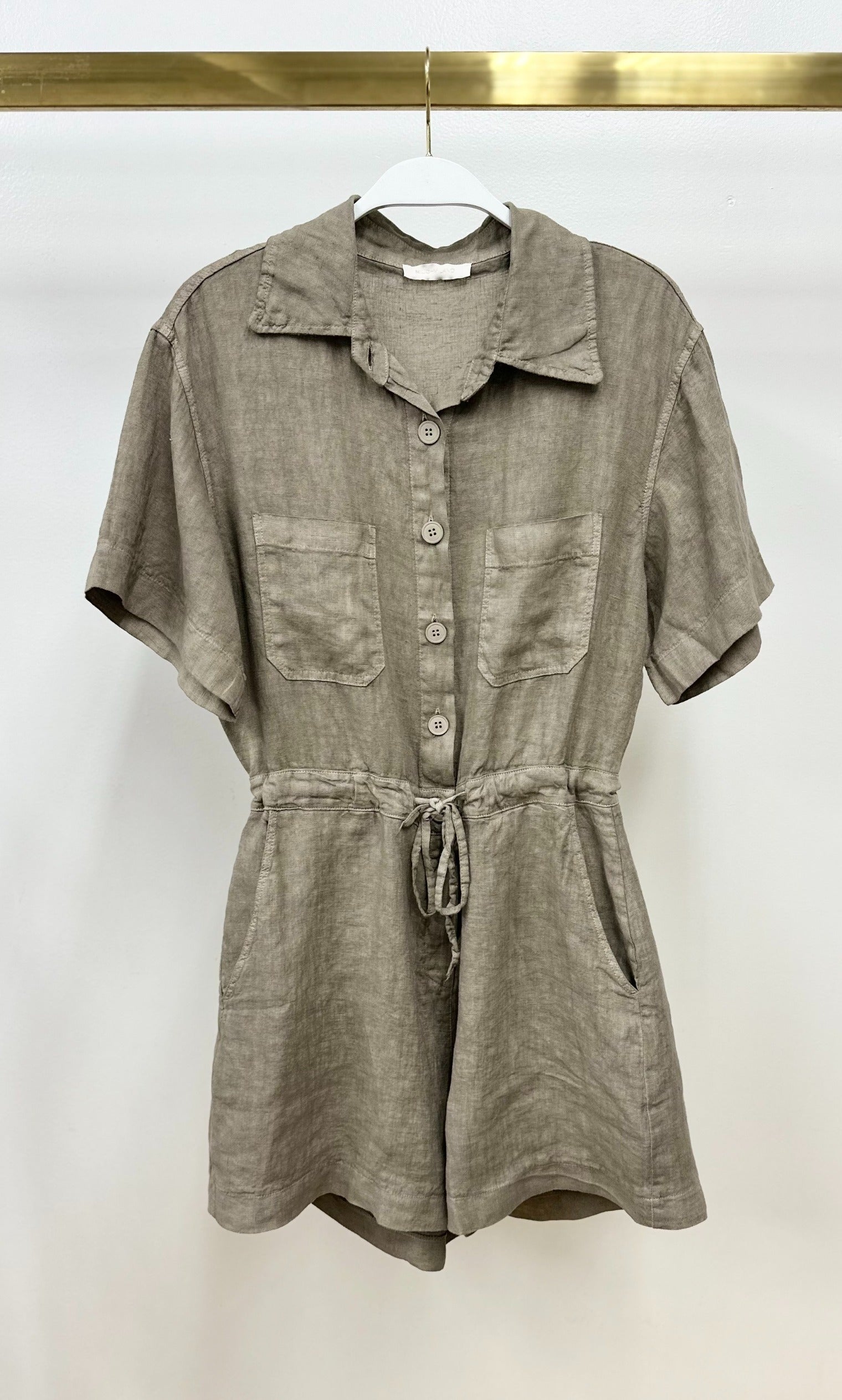 Linen Romper in Mocha