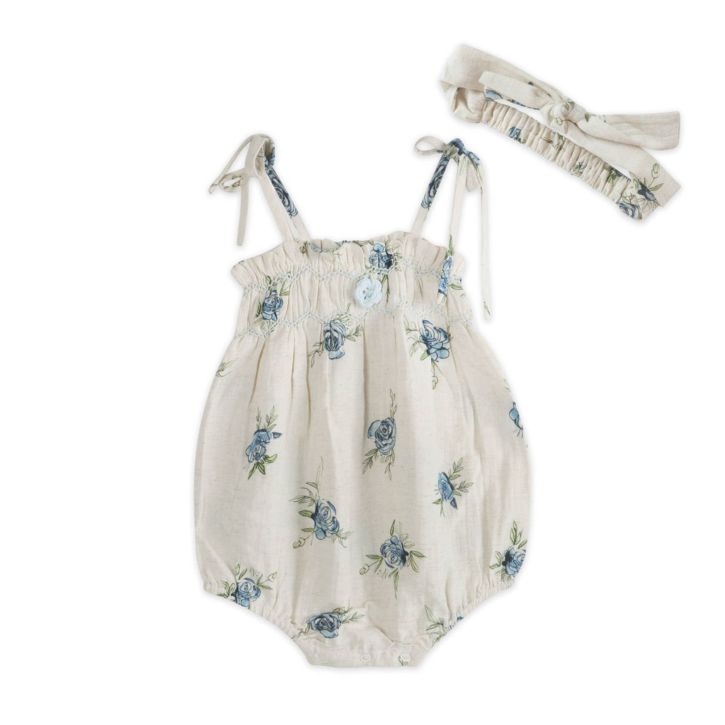 Anais Floral Baby Romper + Headband (Linen Blend): Multi-Floral