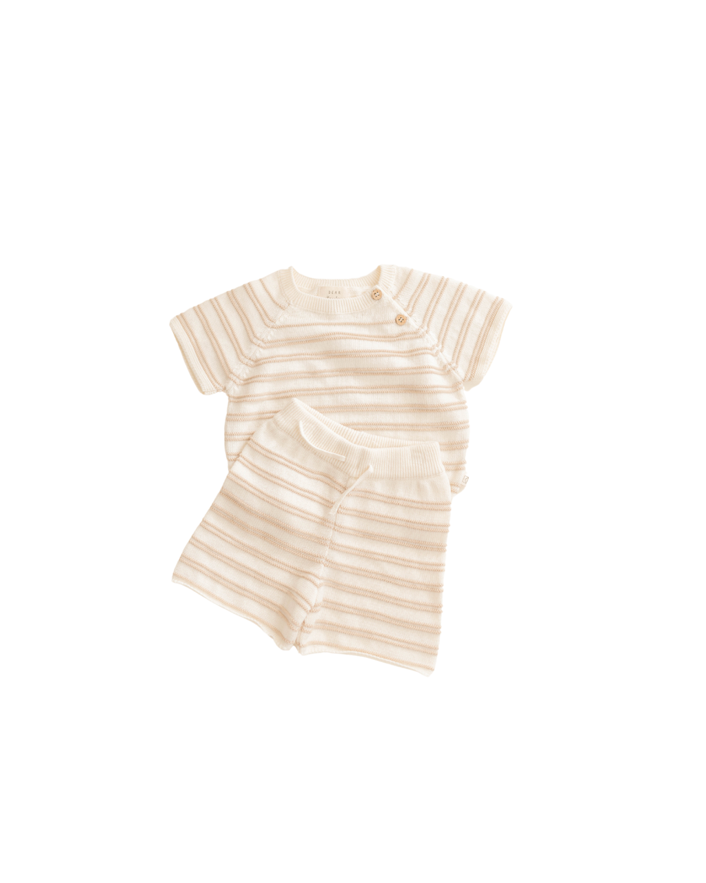 Organic Cotton Knit Stripe Short Set: Sage