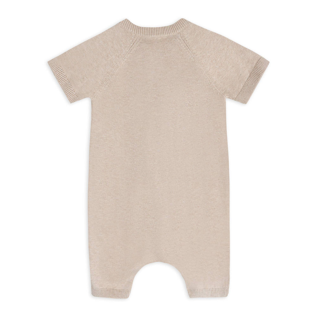 Doggy Applique Baby Knit Romper (Organic Cotton): Oat Heather