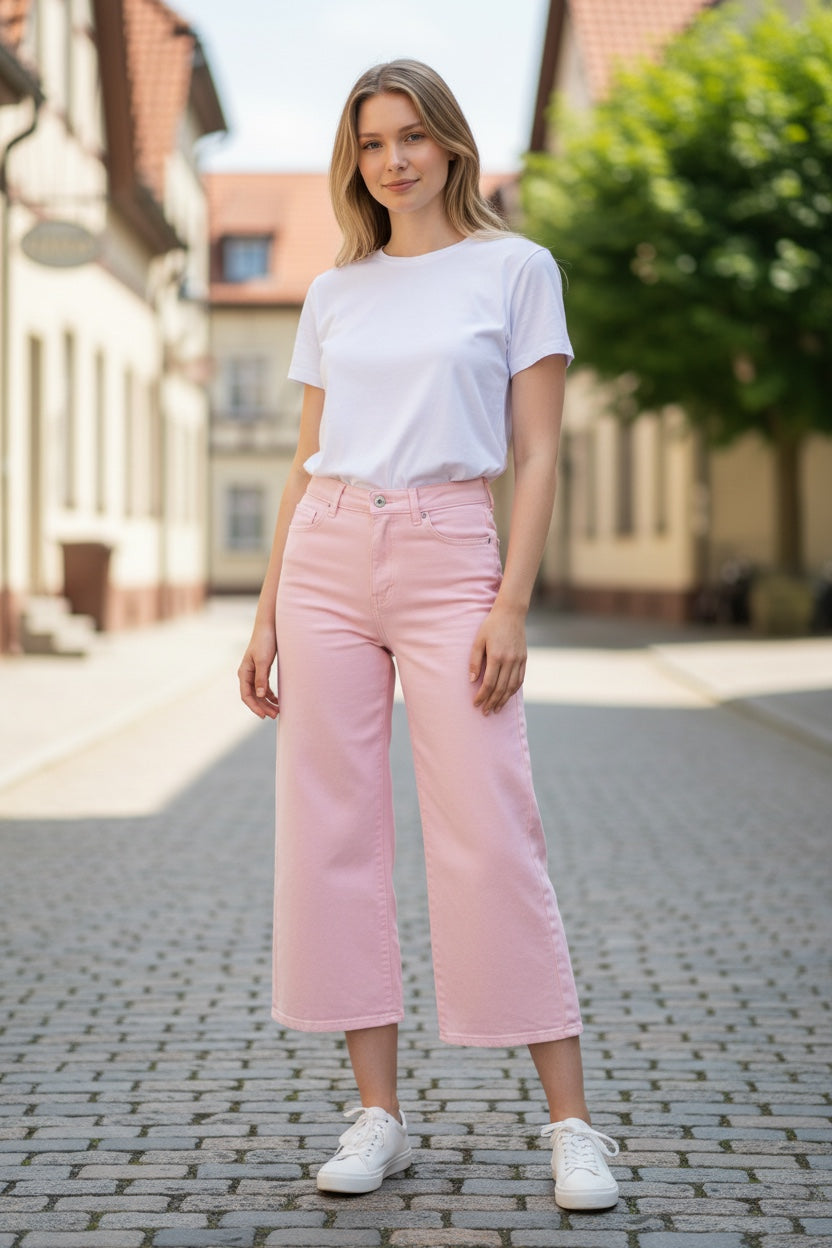 Maya light pink capri jean