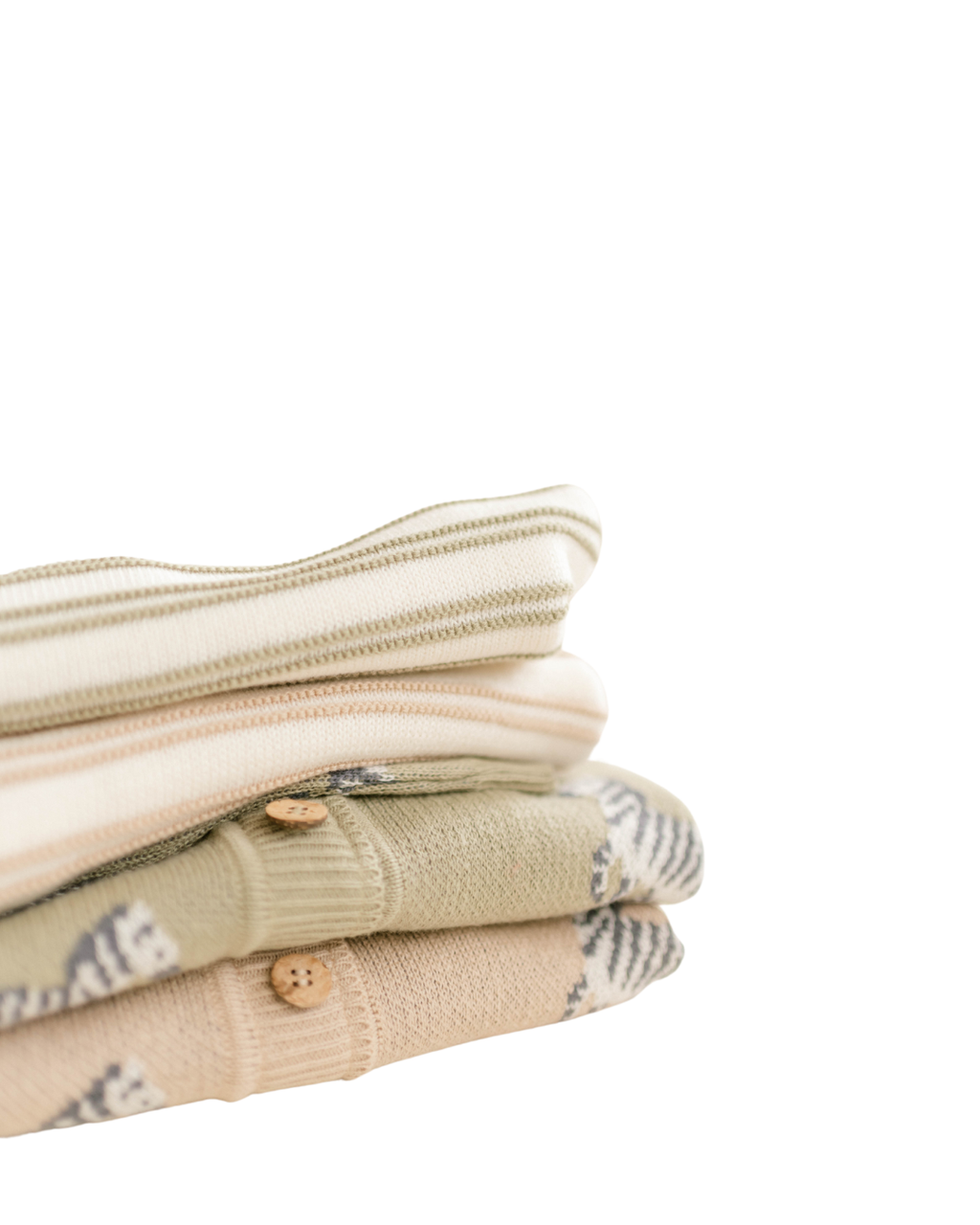 Organic Cotton Knit Stripe Short Set: Sage