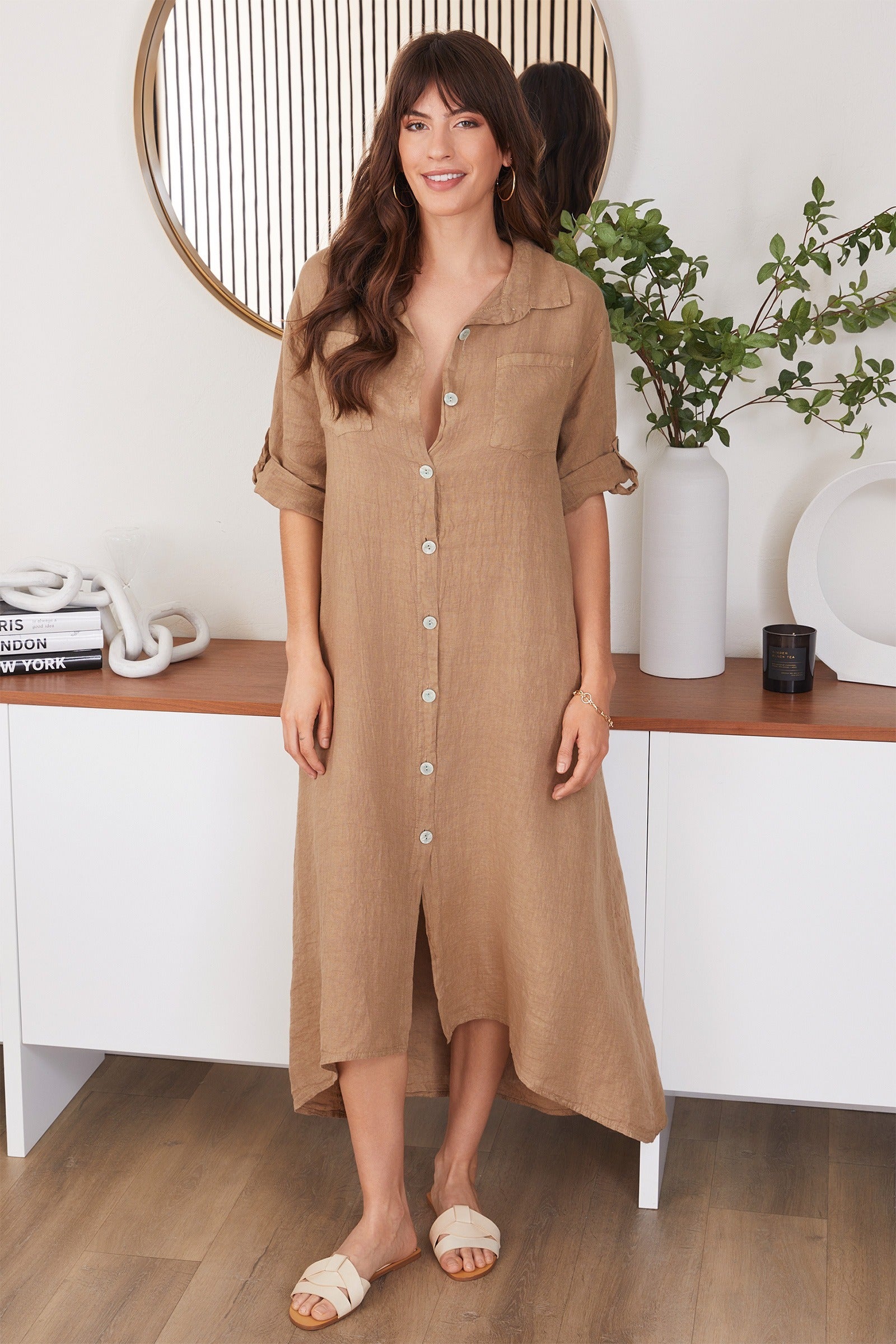 Italian Linen Button Down Dress