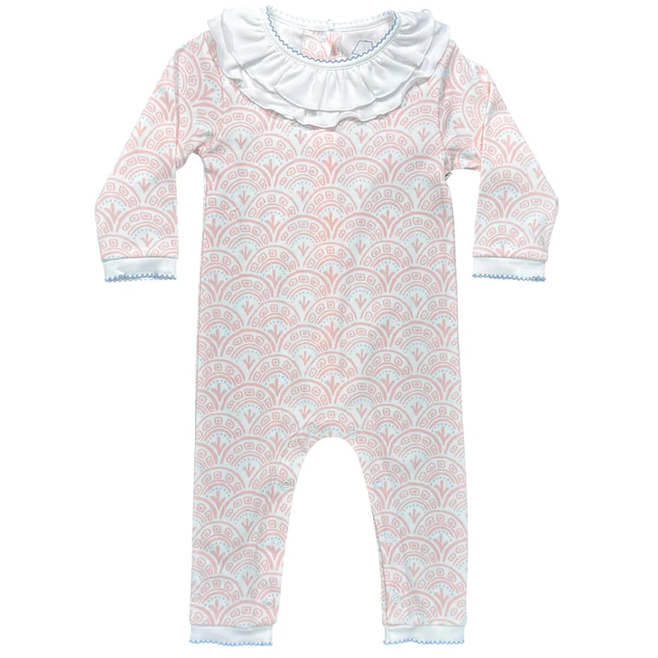 Girls Footless Playsuit With Ruffle Collar