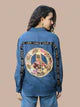 Boho Peace Sign Shirt in Denim Blue – Double Gauze Cotton