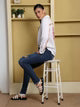 White cotton gauze blouse with heart embroidery