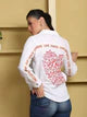 White cotton gauze blouse with heart embroidery