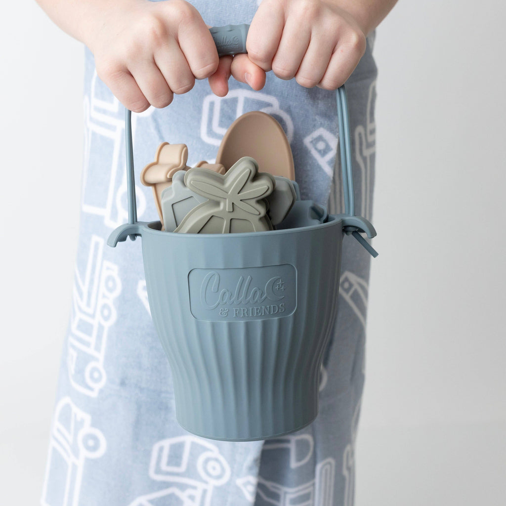 The Kenzie Beach Towel - Trucks & Diggers: Powder Blue